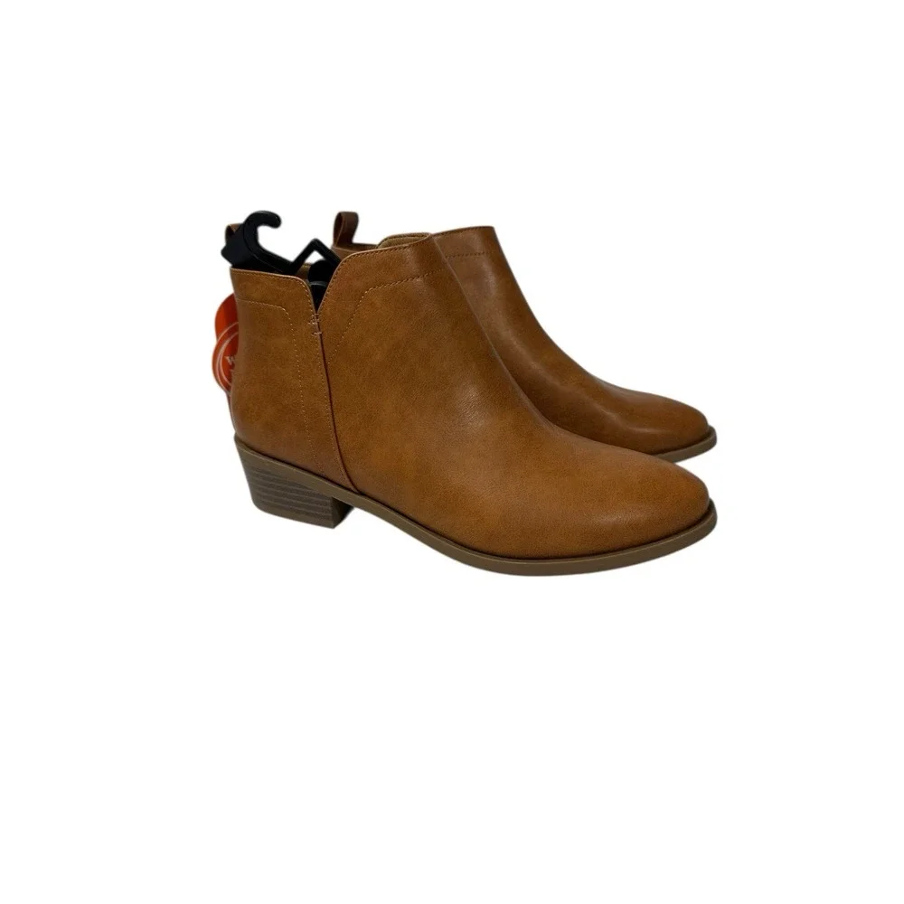 wonder‎ nation girls ankle boots brown zips up the side size 5